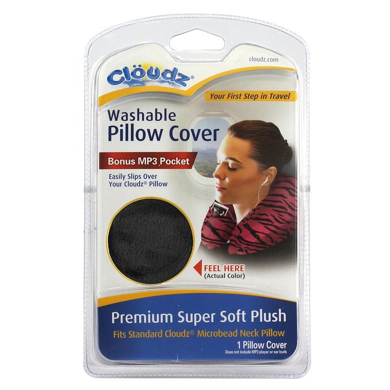 Cloudz Washable Travel Neck Pillow Cover - Black - Image 3